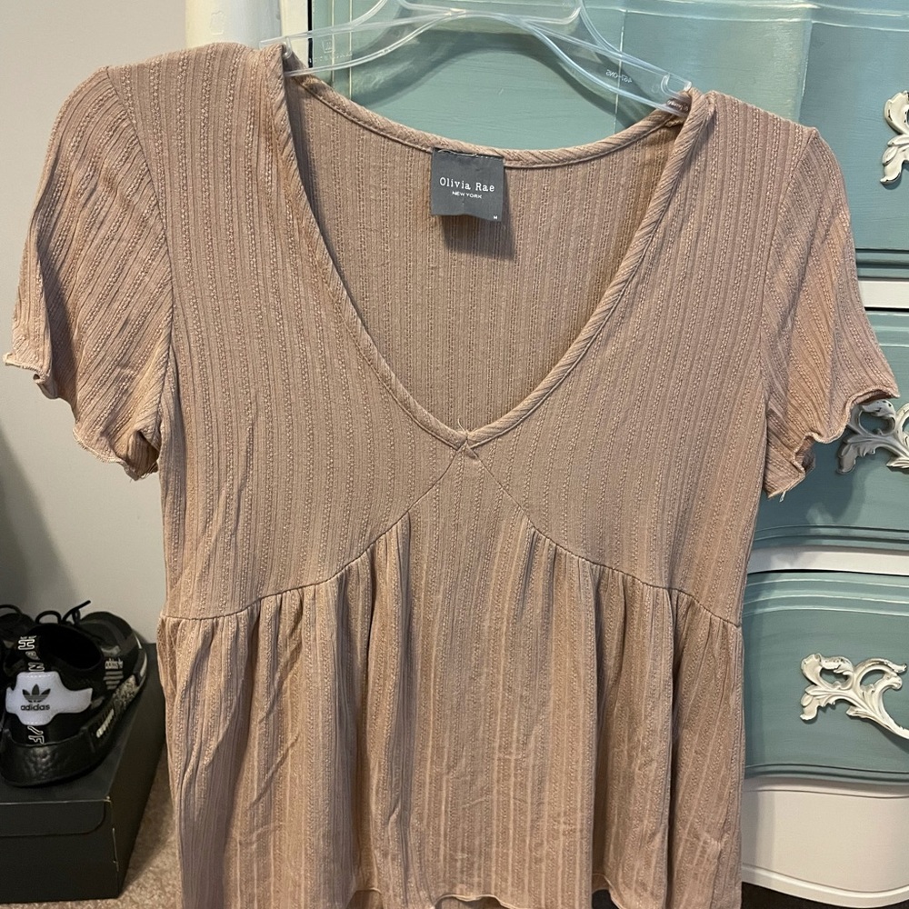 Brown Olivia Rae New York top. slightly worn